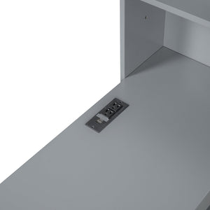 English Elm Twin Size Multifunctional Wooden Daybed With Usb Ports, Desk & 3 Storage Drawers In Gray Finish N820S00017E-GIGA