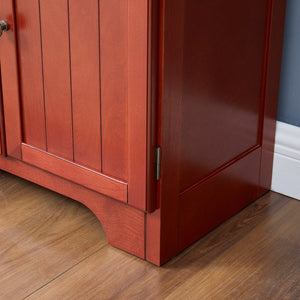 English Elm 72.4" Tall Storage Cabinet with 8 Doors and 4 Shelves, Smooth Surface, Vintage Handles, Sturdy Base and Hinge Cherry W2275P269079