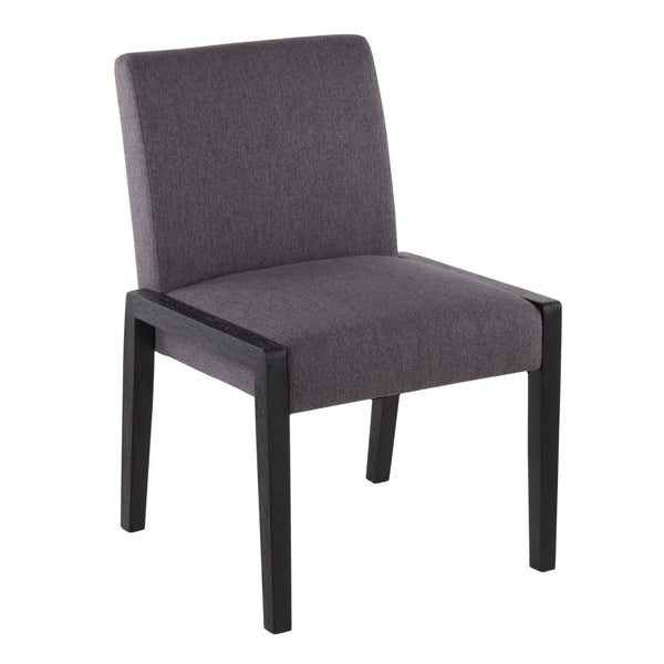 English Elm Carmen Foam Padded Dining Chairs Matte Black Wood Grey Fabric Set for Modern Spaces B202S01316