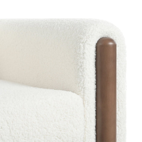 English Elm Christopher Knight Home® - Oversized Teddy Velvet Accent Chair with Curved Armrests, Tufted Mid-Century Design and Walnut Legs White N765P189679W