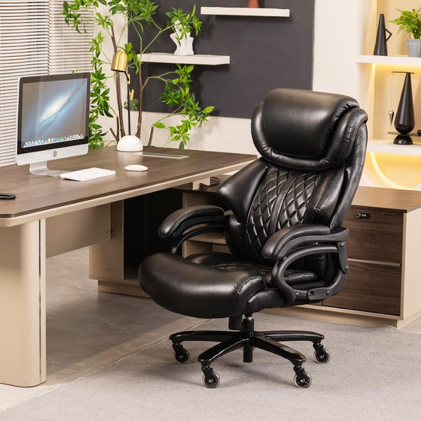 English Elm 500lbs Heavy Duty Executive Chair Wide Spring Seat Ergonomic High Back Home Office Black W5201P418318