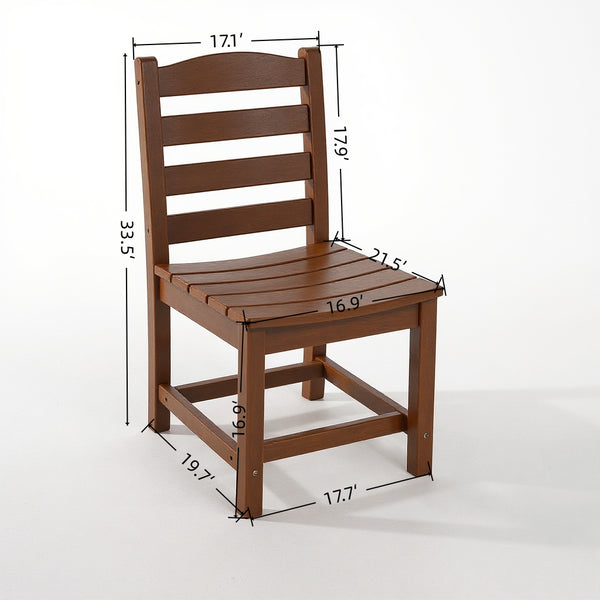 English Elm 3-Piece HDPE Outdoor Dining Set with Round Table and 2 Armless Chairs, Weatherproof Compact Bistro Brown W3566S00020