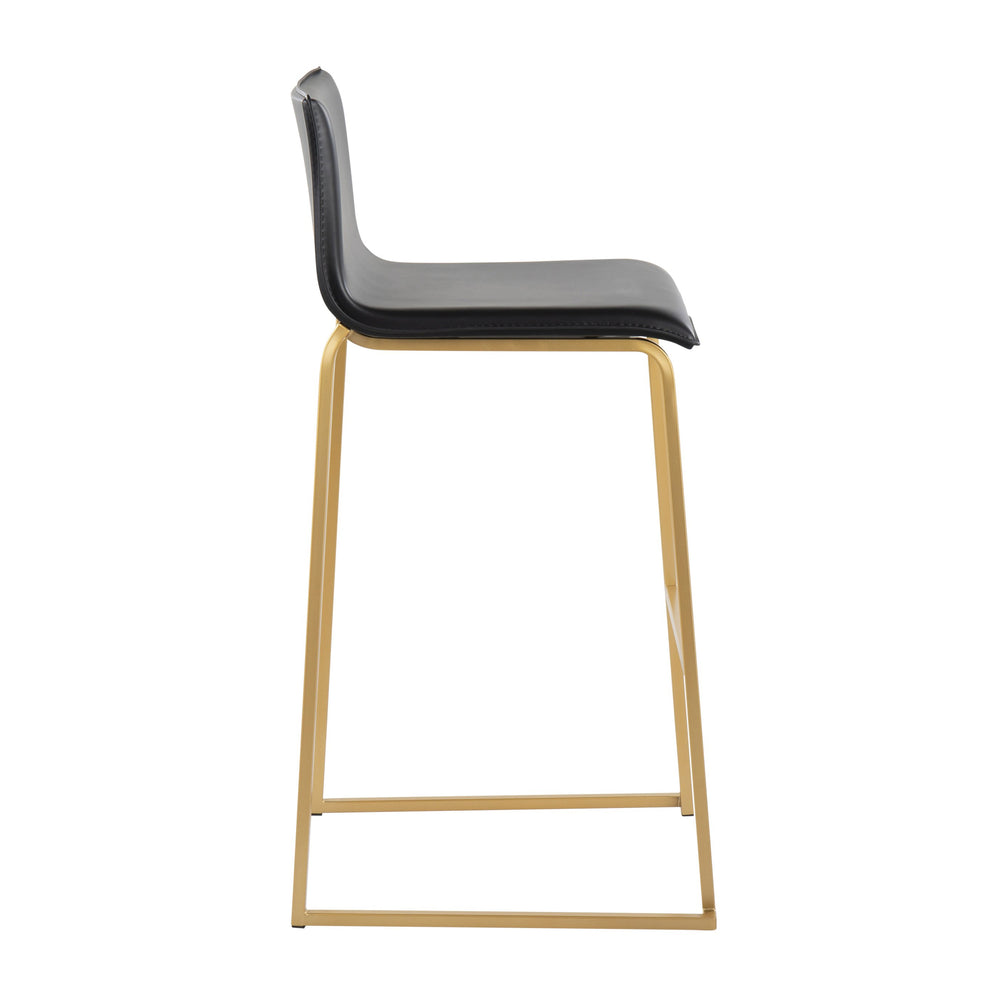 English Elm Mara Modern Barstools Set Of 2 In Luxe Black Faux Leather & Gold Steel For Stylish Spaces B202P222229