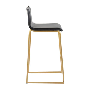 English Elm Mara Modern Barstools Set Of 2 In Luxe Black Faux Leather & Gold Steel For Stylish Spaces B202P222229