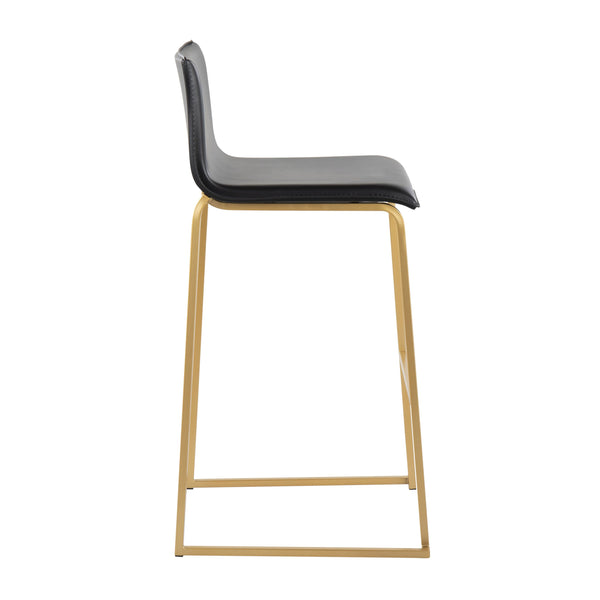 English Elm Mara Modern Barstools Set Of 2 In Luxe Black Faux Leather & Gold Steel For Stylish Spaces B202P222229