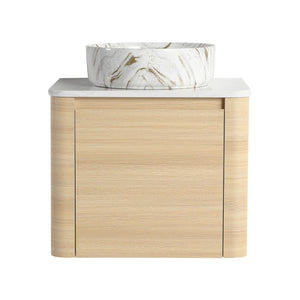 English Elm 24'' Sleek Wall-Mounted Bathroom Vanity With Ceramic Vessel Sink & Soft-Close Door For Small Spaces W999S00459