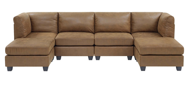 English Elm Faux Leather Modular Sectional Sofa Flexible Pu Upholstered Living Room Seating B2748S00045