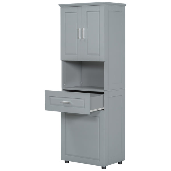 English Elm Tall Bathroom Cabinet with Tilt-Out Laundry Hamper, Adjustable Shelves, Anti-Tip Design & Large Storage Grey WF323481AAE