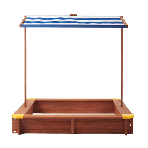 English Elm Kids Cedar Sandbox with Adjustable Canopy Corner Seating Outdoor Backyard Play D720094431