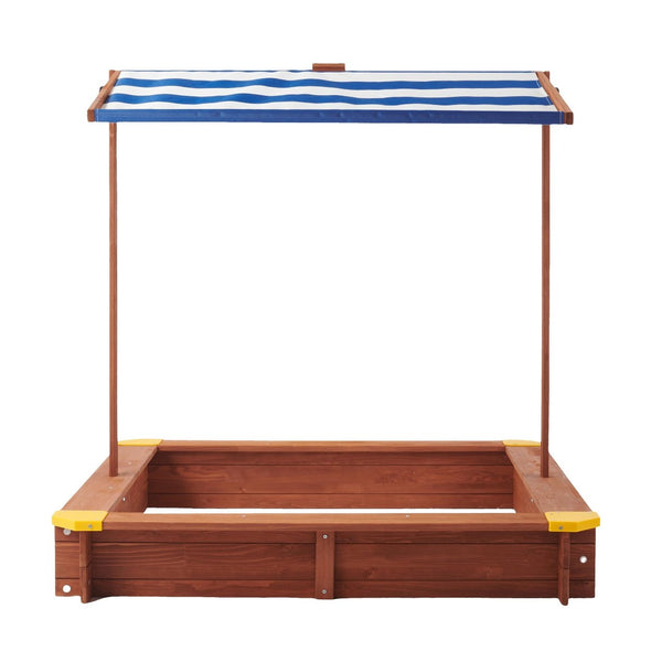 English Elm Kids Cedar Sandbox with Adjustable Canopy Corner Seating Outdoor Backyard Play D720094431