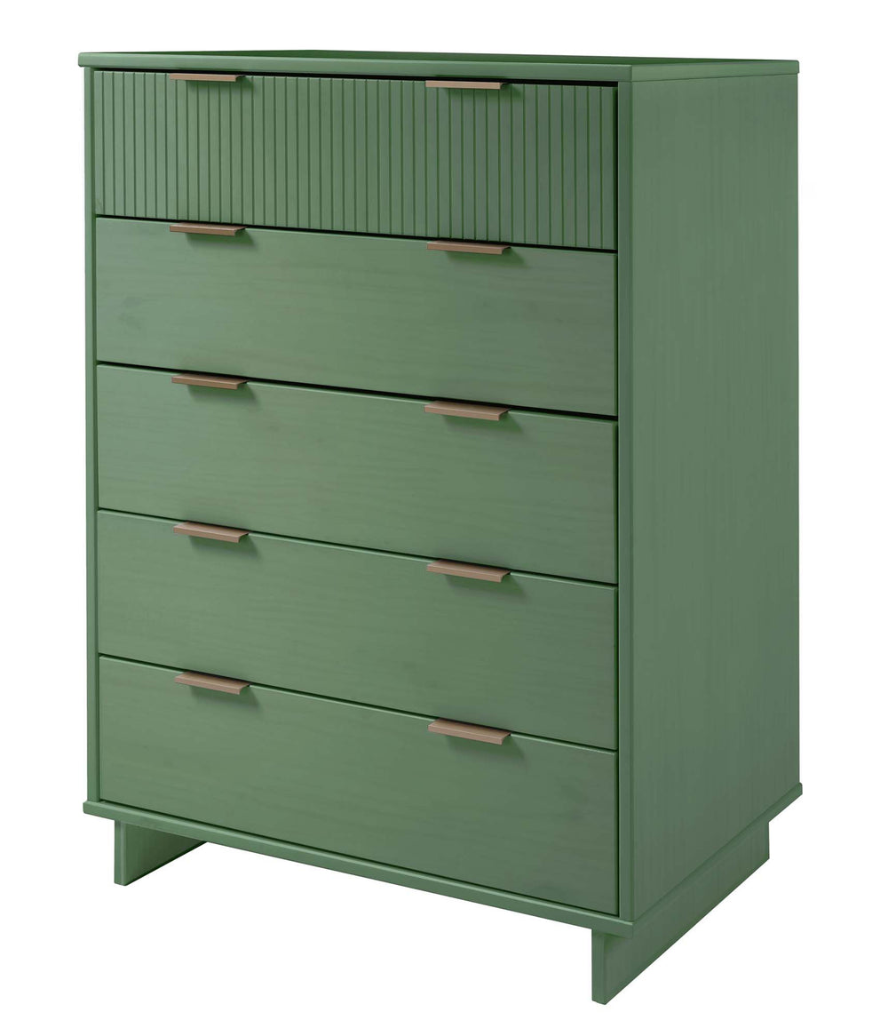 English Elm Granville 38" Sage Green Chest - Elegant 5-Drawer Storage With Gold Accents & Modern Design B365S00082