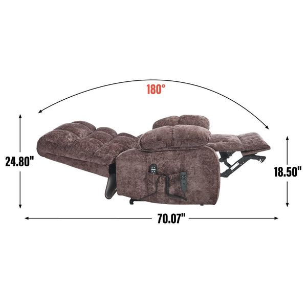 English Elm Lift Power Recliner Chenille Chair Dual Motor Massage Heat 350 Lb Capacity Living Room Brown W3224P288620