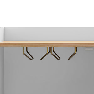 English Elm Modern Fluted Bar Cabinet with Wine Rack Glass Holders Adjustable Shelving and Hidden Drawer White N728P438606W