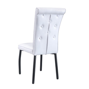English Elm A Set of 2 Crystal Button Faux Leather Dining Chairs with Embossed Croc Texture White+Black W3226P344024