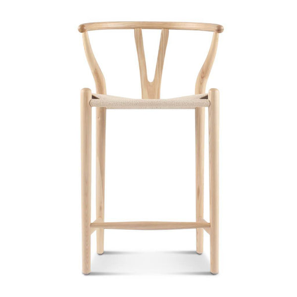 English Elm Wishbone Counter Stool Natural Ash - Solid Ash Wood, Eco Oil Finish, Non-Toxic Upholstery, 38" H B353P343809