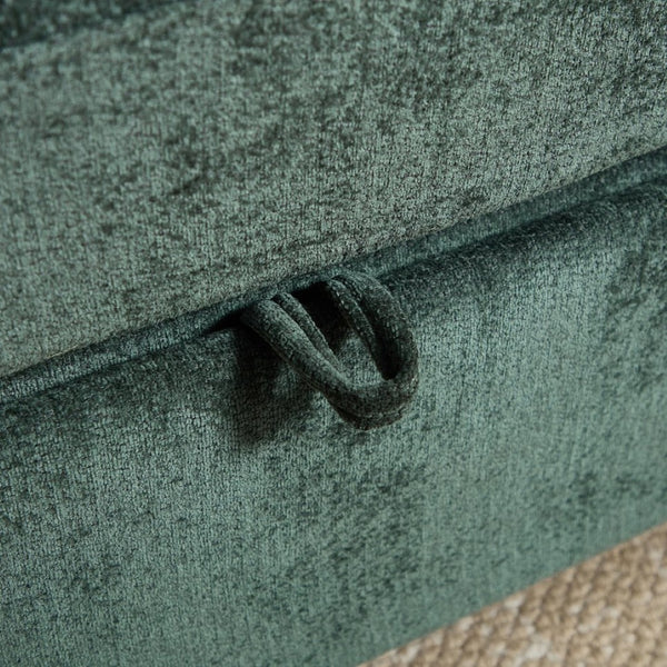 English Elm Modern Chenille L-shaped Sectional with Usb Charging Ottoman Storage Living Room Couch Green W2120S00017