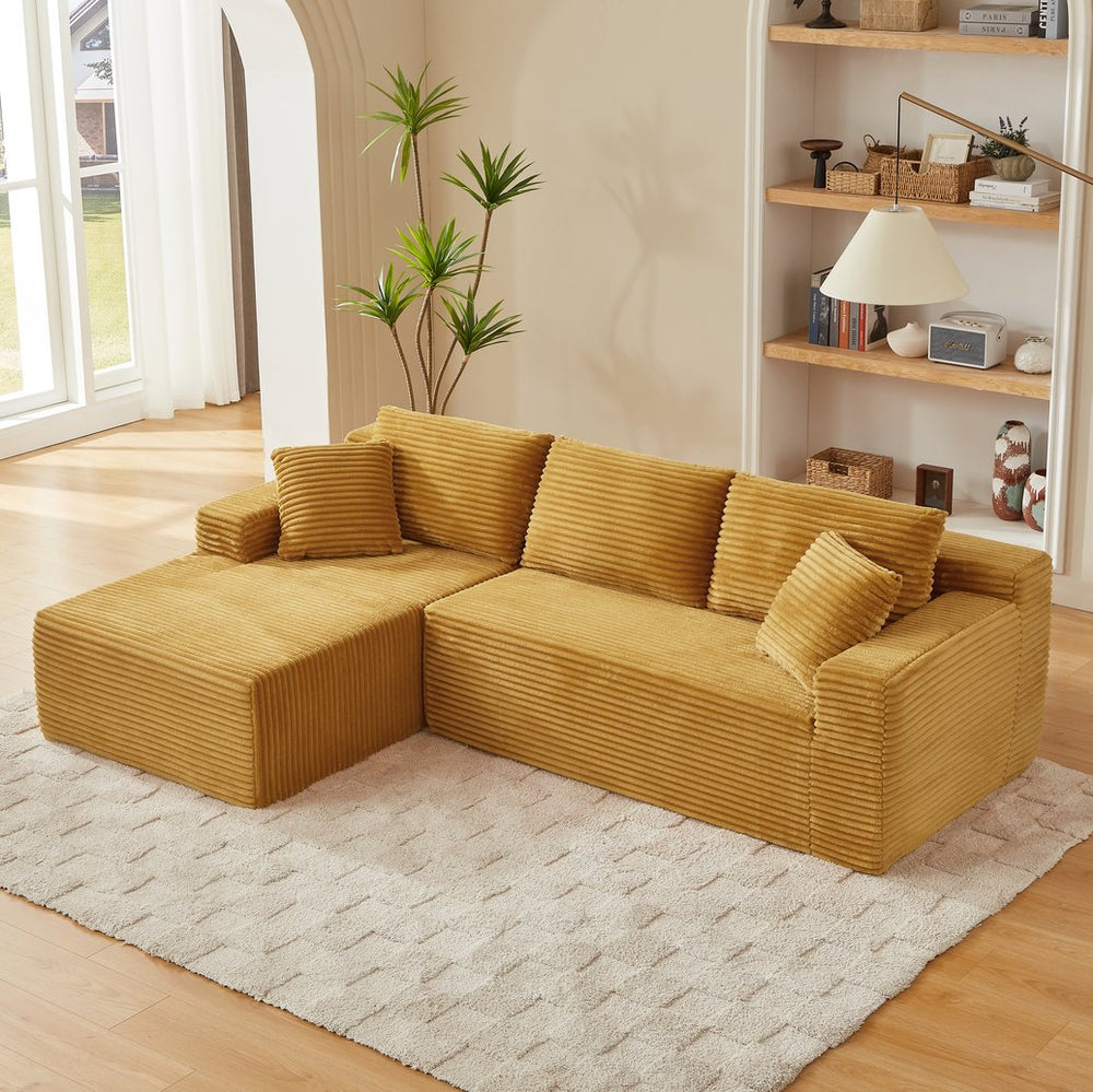 English Elm L-Shaped Cloud Sectional Sofa - No Assembly, Soft Corduroy Comfort, Modular Design For Living Spaces W2339P331509