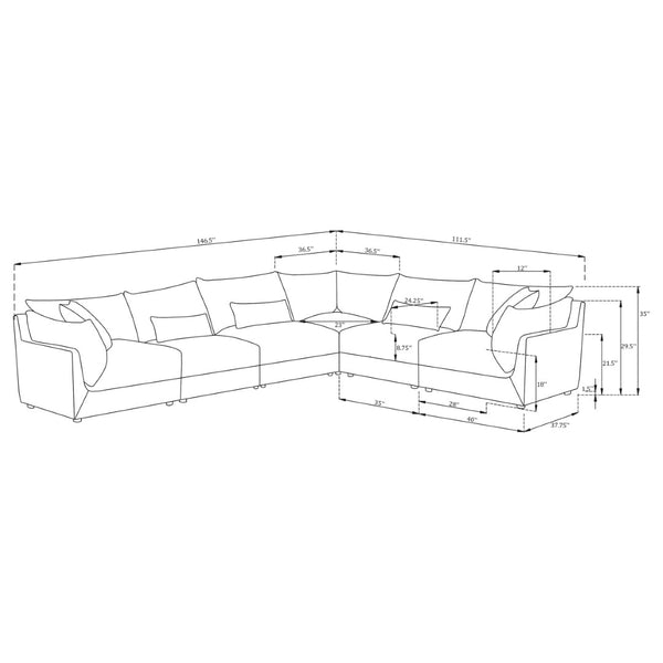 English Elm Tomasina 6-Piece Modular Sectional Sofa - Plush Comfort, Versatile Design & Stylish Barely Black Upholstery B062S01133-GIGA