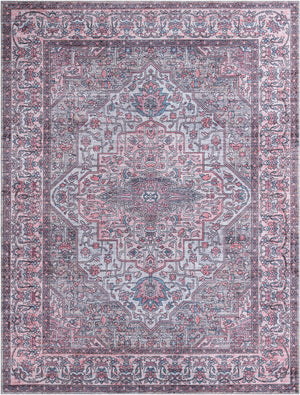 Unique Loom Mangata Mireille Machine Made Border Rug Beige and pink, Light Blue/Gray/Red/Black 9' 2" x 12' 2"