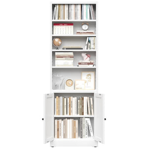 English Elm Metal Industrial Bookcase 5 Tier Open Shelves with Cabinet Door for Home Office T2398P442676