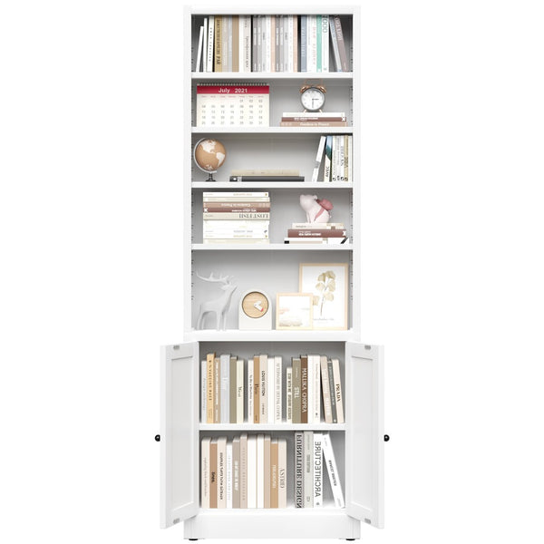 English Elm Metal Industrial Bookcase 5 Tier Open Shelves with Cabinet Door for Home Office T2398P442676
