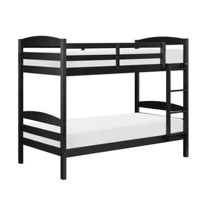 English Elm Twin Twin-over-Twin Bunk Bed with Guard Rails and Ladder, Wood-Engineered Frame, Space-Saving Dorm Style Black 84 L x 20 W x 9.5 H B011P362597