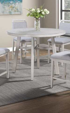 English Elm 1pc Round Dining Table 48"RD x 30.3"H - Weathered Light Finish, Rustic Modern Craftsmanship, Durable Build Gray 51 L x 51 W x 6.25 H B011P373210