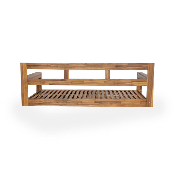 English Elm TOPMAX Acacia Wood Twin Porch Swing Bed Frame with High Back, 350lb Capacity & 118" Hemp Ropes Natural N717P265795A