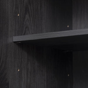 English Elm K&K 71" Tall Farmhouse Pantry Cabinet with Groove Edges, 3 Pull-Out Organizers, 6 Door Shelves Black N707P256507B