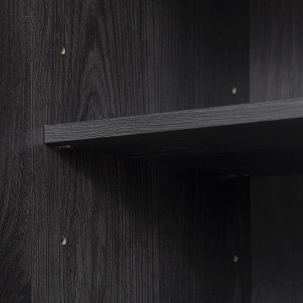 English Elm K&K 71" Tall Farmhouse Pantry Cabinet with Groove Edges, 3 Pull-Out Organizers, 6 Door Shelves Black N707P256507B