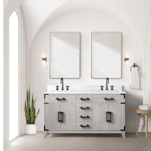 English Elm White Oak Double Bath Vanity - 60" W X 22" D, Elegant Storage, Soft-Close Features, Fully Assembled B2731P259865-GIGA