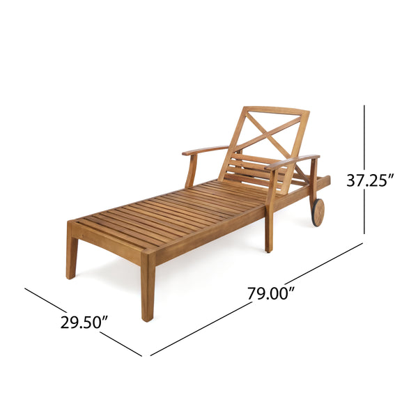 English Elm Christopher Knight Home® - PERLA Teak Acacia Chaise Lounge with Wheels – Outdoor Patio Wood Recliner, Mix‑and‑Match Cushions, Single/Set Options 61724.00WTC
