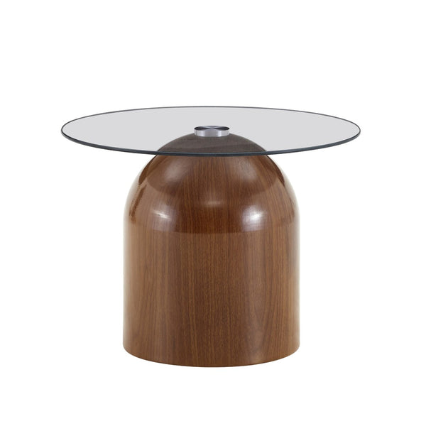 English Elm Nesting Coffee Tables Set of 3 Round Tempered Glass Tops Walnut Steel Base Living Room W2920S00149