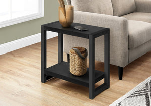 English Elm Accent Table Two Tier Narrow Black Laminate Metal Legs Modern Living Room Bedside B2710P218937