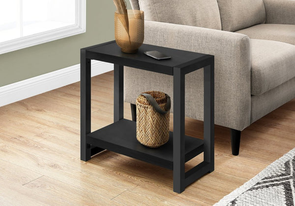 English Elm Accent Table Two Tier Narrow Black Laminate Metal Legs Modern Living Room Bedside B2710P218937