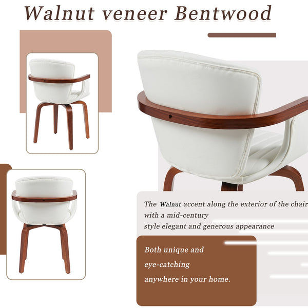 English Elm Mid-Century Bentwood Swivel Dining Chairs Set Of 2 - Stylish Pu Leather Accent Chairs For Any Space N842P290039K