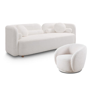 English Elm C32508, Japandi Boucle Sofa Set with Accent Chair Low Profile Cloud Seating W2664S00070