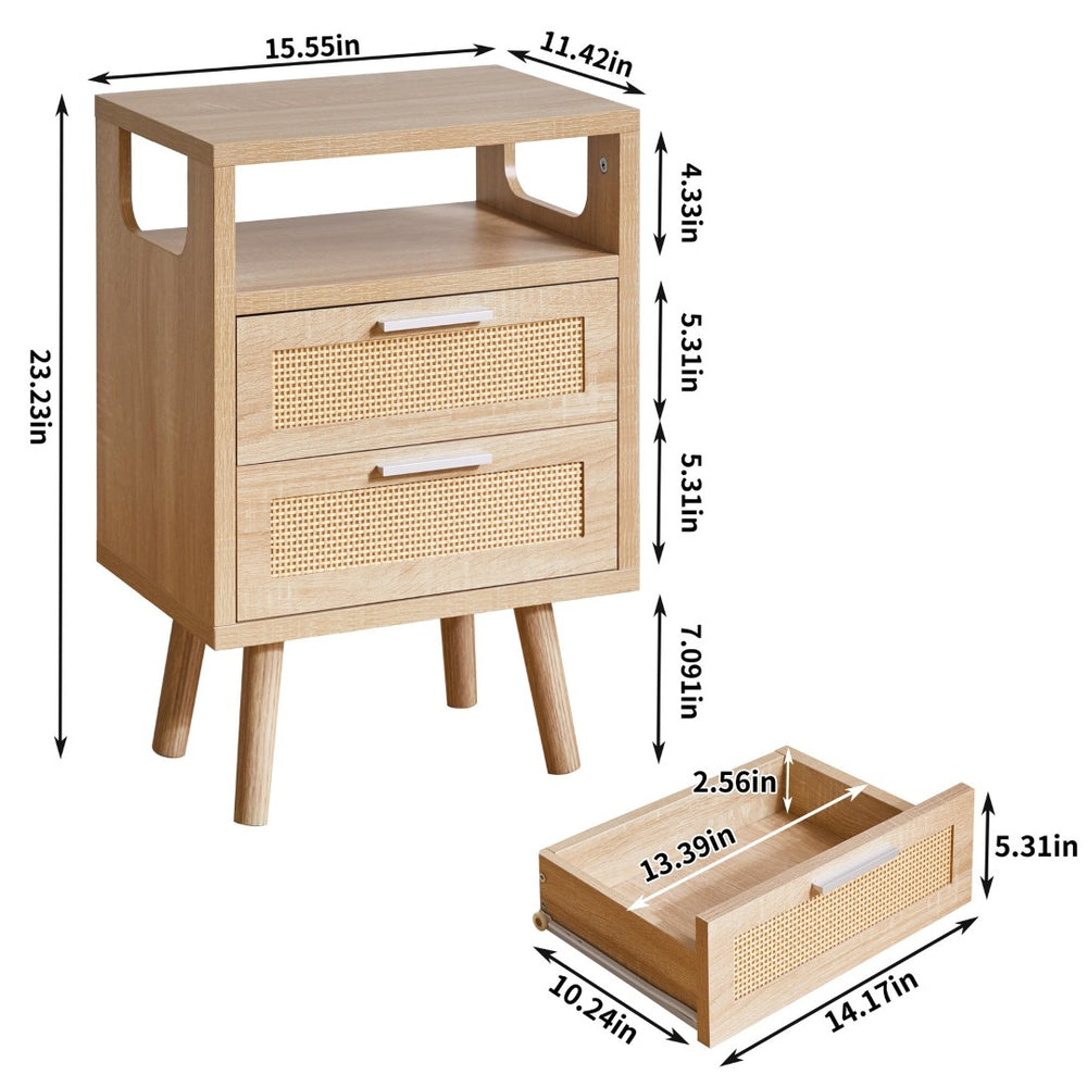 English Elm Set of 2 Fluted Nightstands with Gold Handles Black Modern Bedside Storage Tables W5368P460480