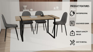 English Elm 59" Light Wood Mdf Dining Table Set With 4 Suede Chairs - Modern Farmhouse & Industrial Style W2189S00165