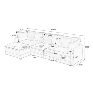 English Elm Modular cloud-inspired sectional sofa with chenille upholstery, deep seats, ottoman units, plush cushions Beige W2290S00012