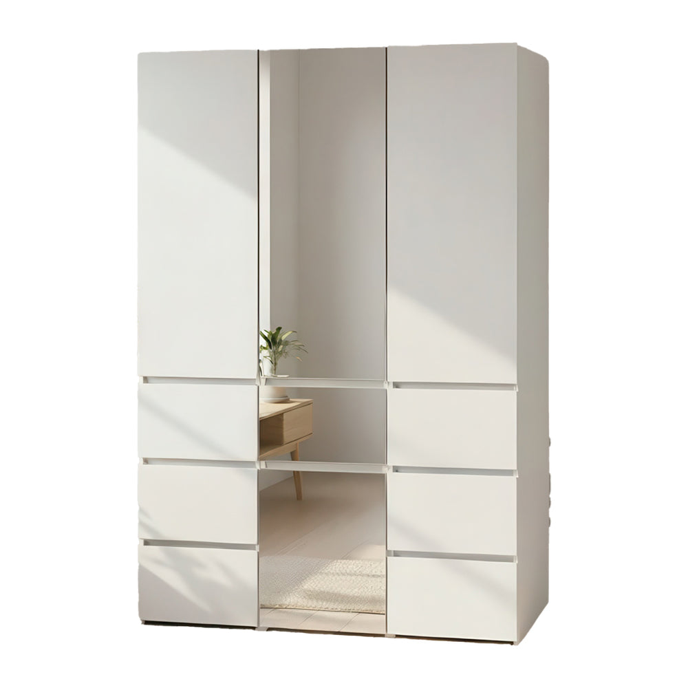 English Elm Elise Modular Wood Closet System with Mirror – Durable White Melamine, Ample Storage, Easy Assembly, Tall B040S00122