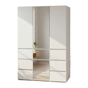 English Elm Elise Modular Wood Closet System with Mirror – Durable White Melamine, Ample Storage, Easy Assembly, Tall B040S00122