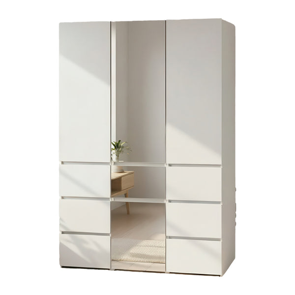 English Elm Elise Modular Wood Closet System with Mirror – Durable White Melamine, Ample Storage, Easy Assembly, Tall B040S00122
