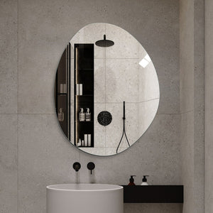 English Elm 40 Inch Asymmetrical Frameless Bathroom Mirror Hd Silver Glass Frosted Edge Vanity W2709P433557