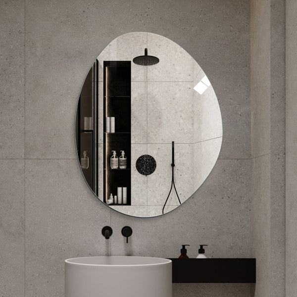 English Elm 40 Inch Asymmetrical Frameless Bathroom Mirror Hd Silver Glass Frosted Edge Vanity W2709P433557