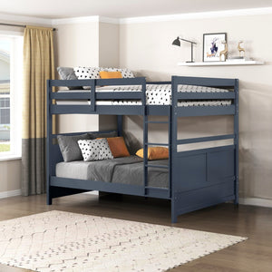 English Elm Bunk Bed Twin Over Solid Wood Frame with Guard Rails for Kids Shared Rooms Navy Blue B011S02314