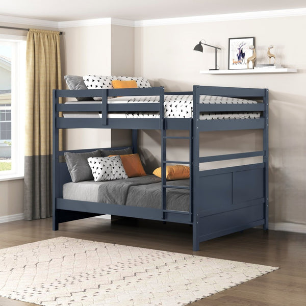 English Elm Bunk Bed Twin Over Solid Wood Frame with Guard Rails for Kids Shared Rooms Navy Blue B011S02314