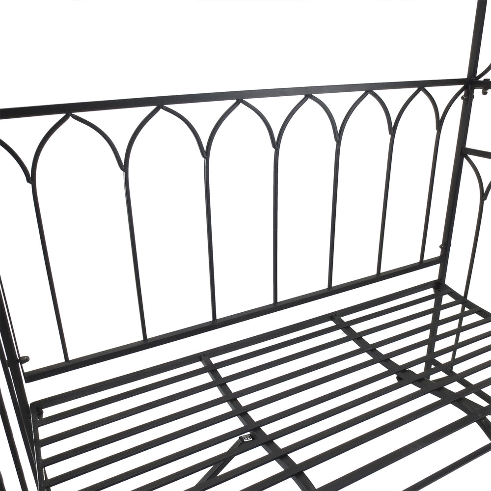 English Elm Outsunny Wooden Garden Arbor with Bench and Trellis for Climbing Vines, 2-Person Outdoor Seating Black W2225P217556