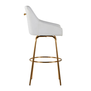 English Elm 30" Swivel Barstools Set of 2 Gold Frame White Faux Leather Kitchen Island Seating B202S01918