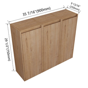 English Elm 36" Bathroom Side Cabinet Wall-Mounted With 3 Soft-Close Doors, Reversible Hinges, Scratch-Resist Finish W999S00220